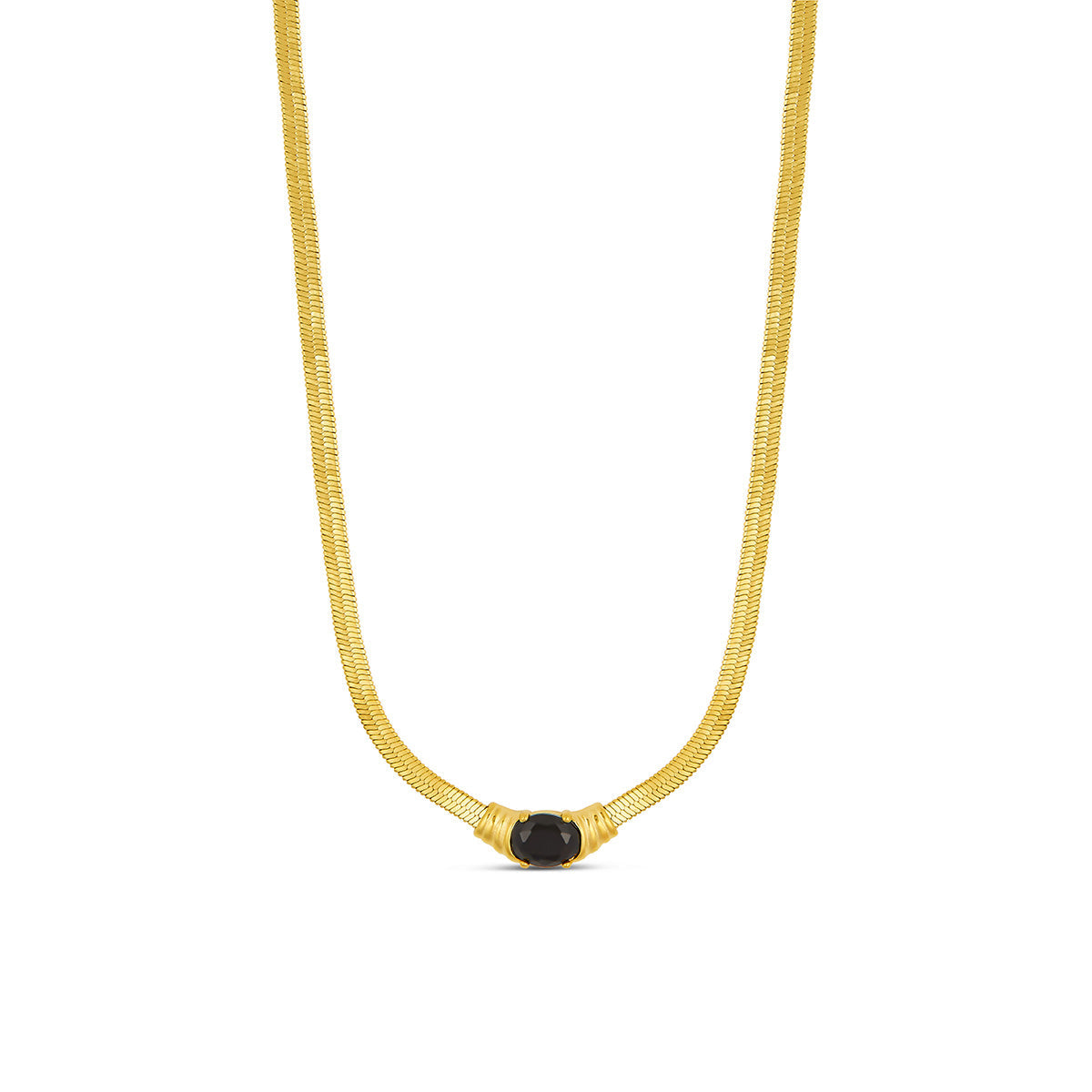 Colar com Pedra de Onix Banhado a Ouro 18K