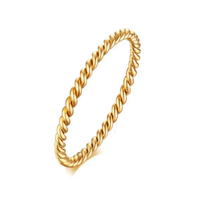 Anel Fino em Espiral Banhado a Ouro 18k