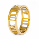 Anel Numeral Romano Banhado a Ouro 18K
