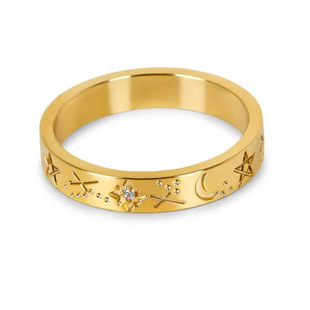 Anel Galáxia Banhado a Ouro 18K