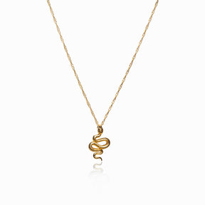 Colar Pingente de Cobra Dourado Banhado a Ouro 18K