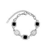 Pulseira Monocroma de Prata de Onix Prata