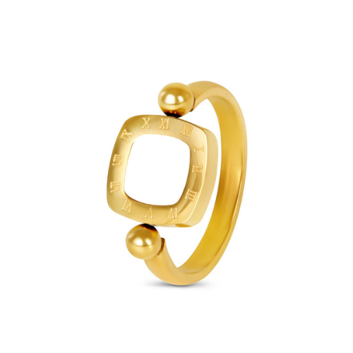 Anel Numeral Romano Banhado a Ouro 18K