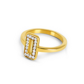 Anel de Pedra Retangular Banhado a Ouro 18K
