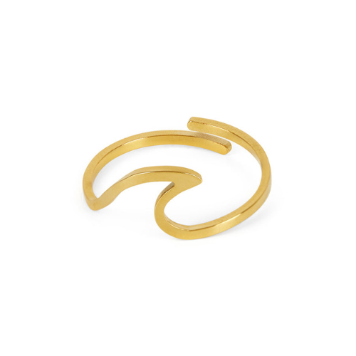 Anel Onda Mínima Ajustável Banhado a Ouro 18K