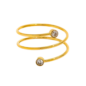 Anel Espiral com Pedras de Zircônia