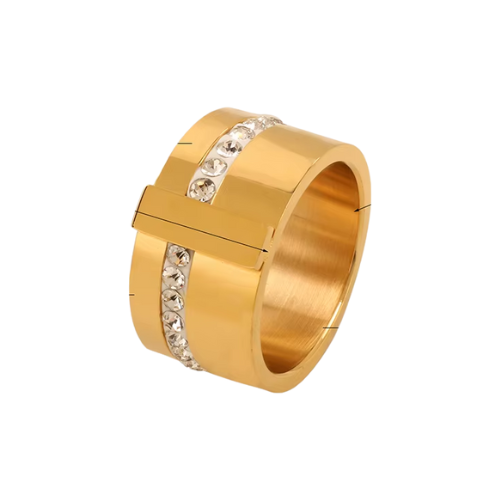 Anel Nara com Zircônia Banhado a Ouro 18K
