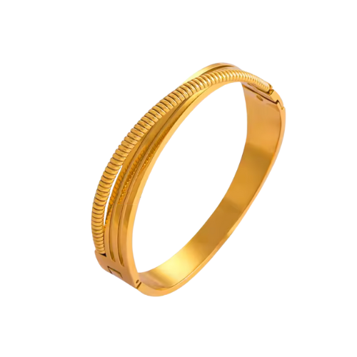 Bracelete Arco Trancado Banhado a Ouro 18k