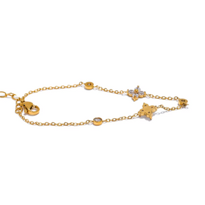 Pulseira Flor Delicada Banhada a Ouro 18k