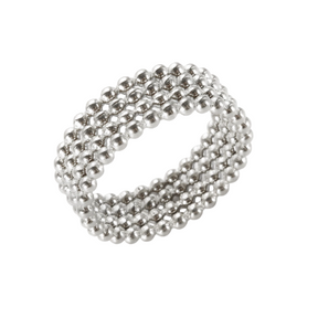 Anel Minimalista Bolinhas Prata