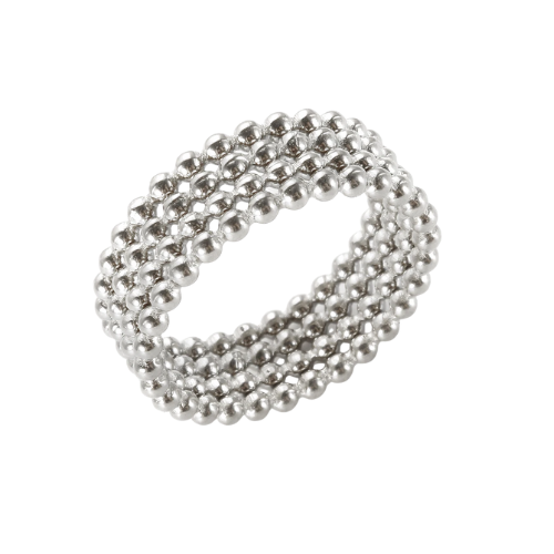 Anel Minimalista Bolinhas Prata