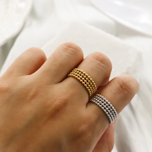 Anel Minimalista Bolinhas Prata