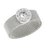 Anel Malha com Zircônia Prata