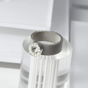 Anel Malha com Zircônia Prata