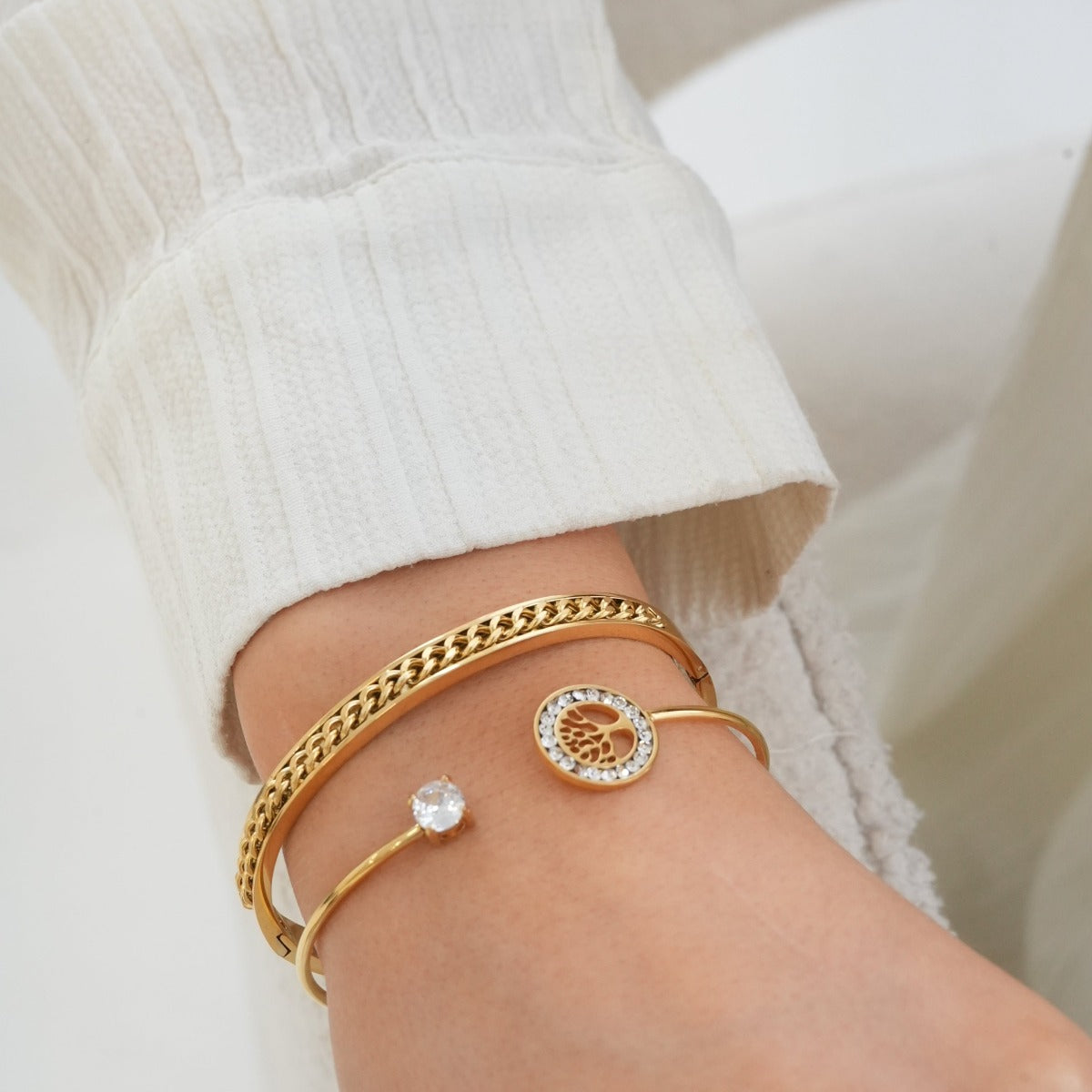 Bracelete Arvore de Vida Banhado a Ouro 18K