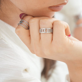 Anel de Números Rômanos Prata