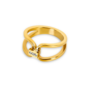 Anel Lunara com Zircônia Banhado a Ouro 18K