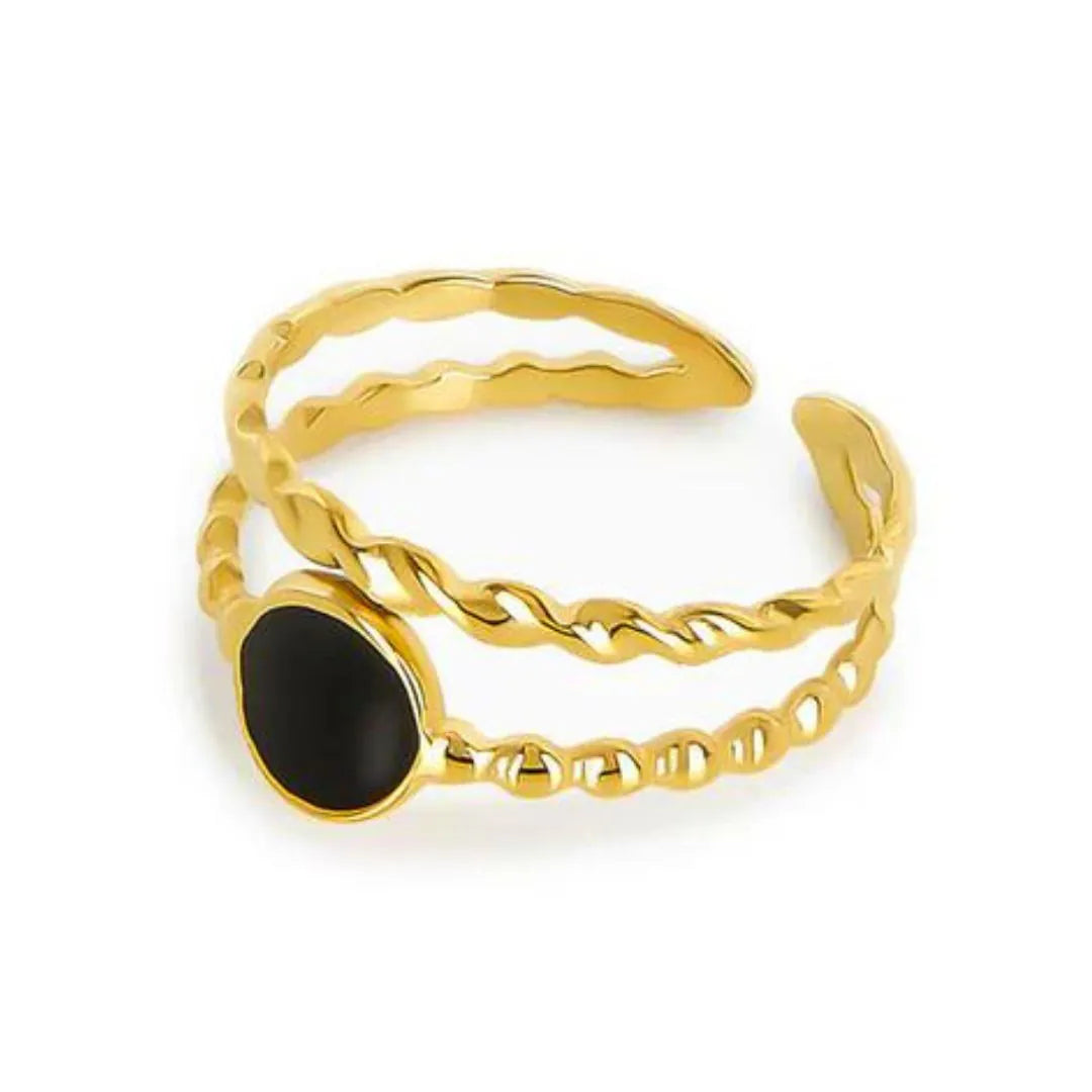 Anel Oslo Dupla com Pedra de Ónix