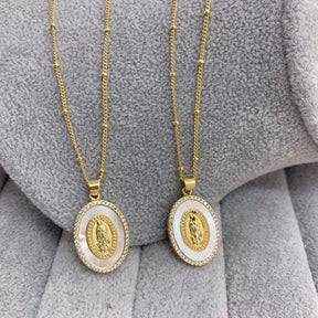 Colar Vigem Maria Pedra Natural com Zircônia