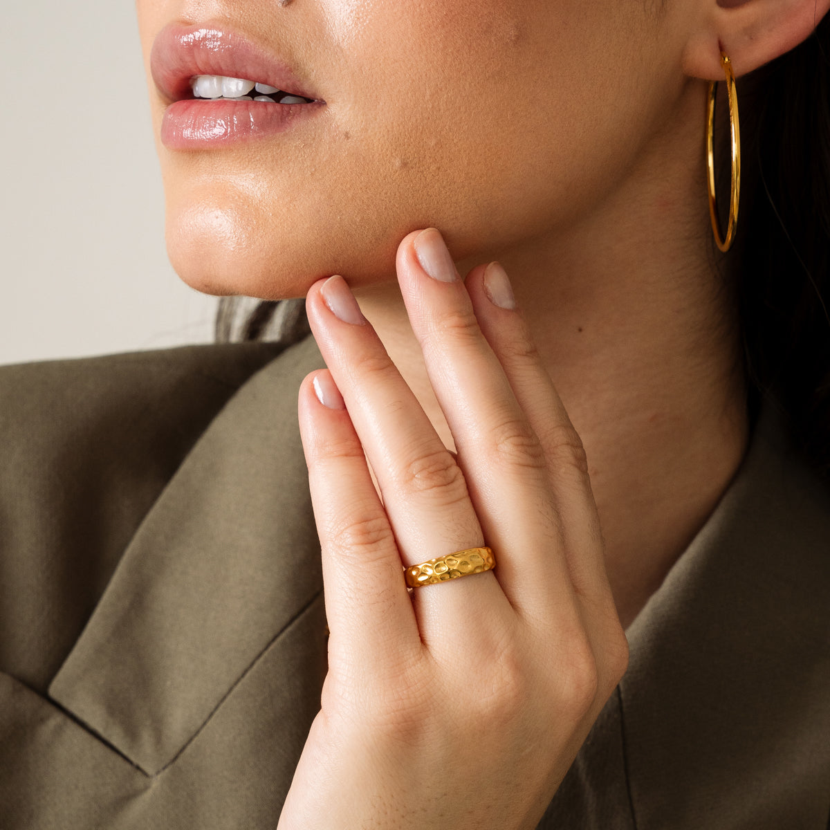 Anel Irregular Ajustável Banhado a Ouro 18K