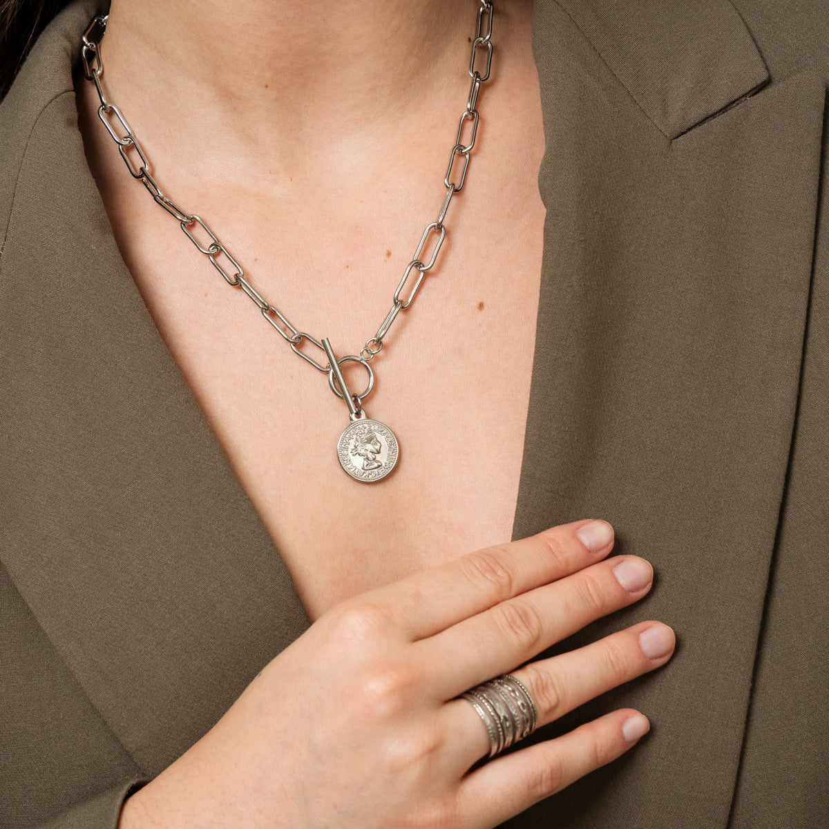 Colar Pingente Moeda 10 Centavos EUA