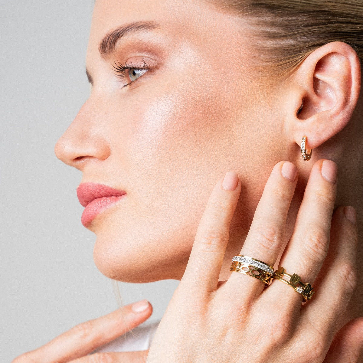 Anel Mosaico com Zircônia Banhado a Ouro 18K