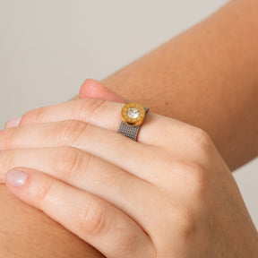 Anel Malha com Zircônia Prata