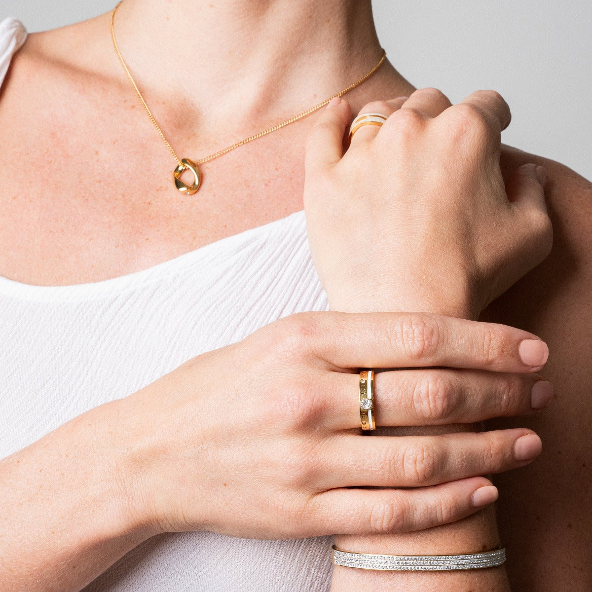 Anel Duplo Roma com Pedra de Pompeia