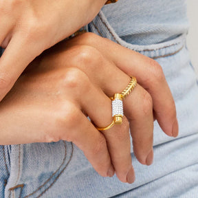 Anel Luma com Zircônia Banhado a Ouro 18k