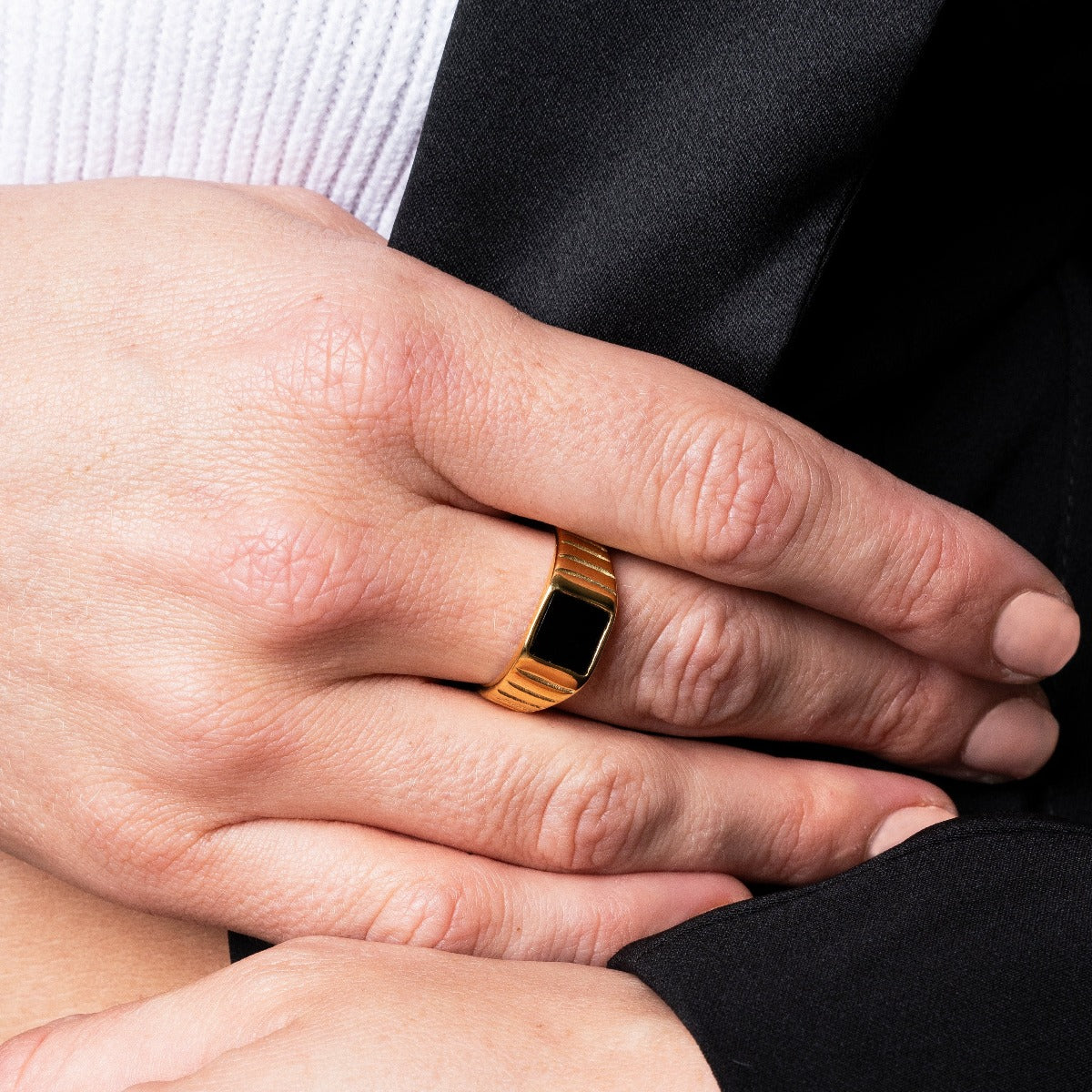 Anel com Pedra Natural Banhado a Ouro 18K