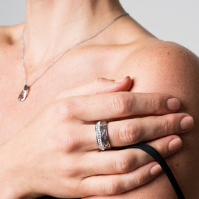 Anel Mosaico com Zircônia Prata