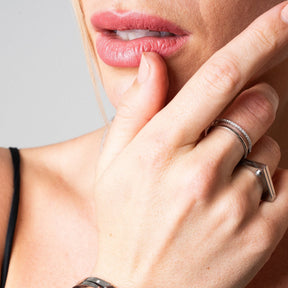 Anel Duplo com Zircônia Prata