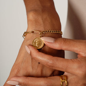 Pulseira Moeda Cent EUA Banhado a Ouro 18K