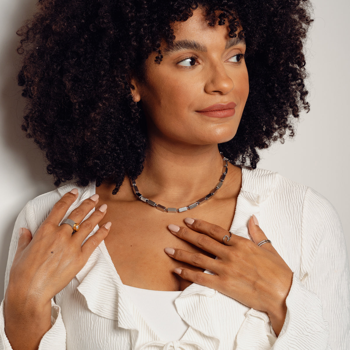 Colar Retangular em Prata