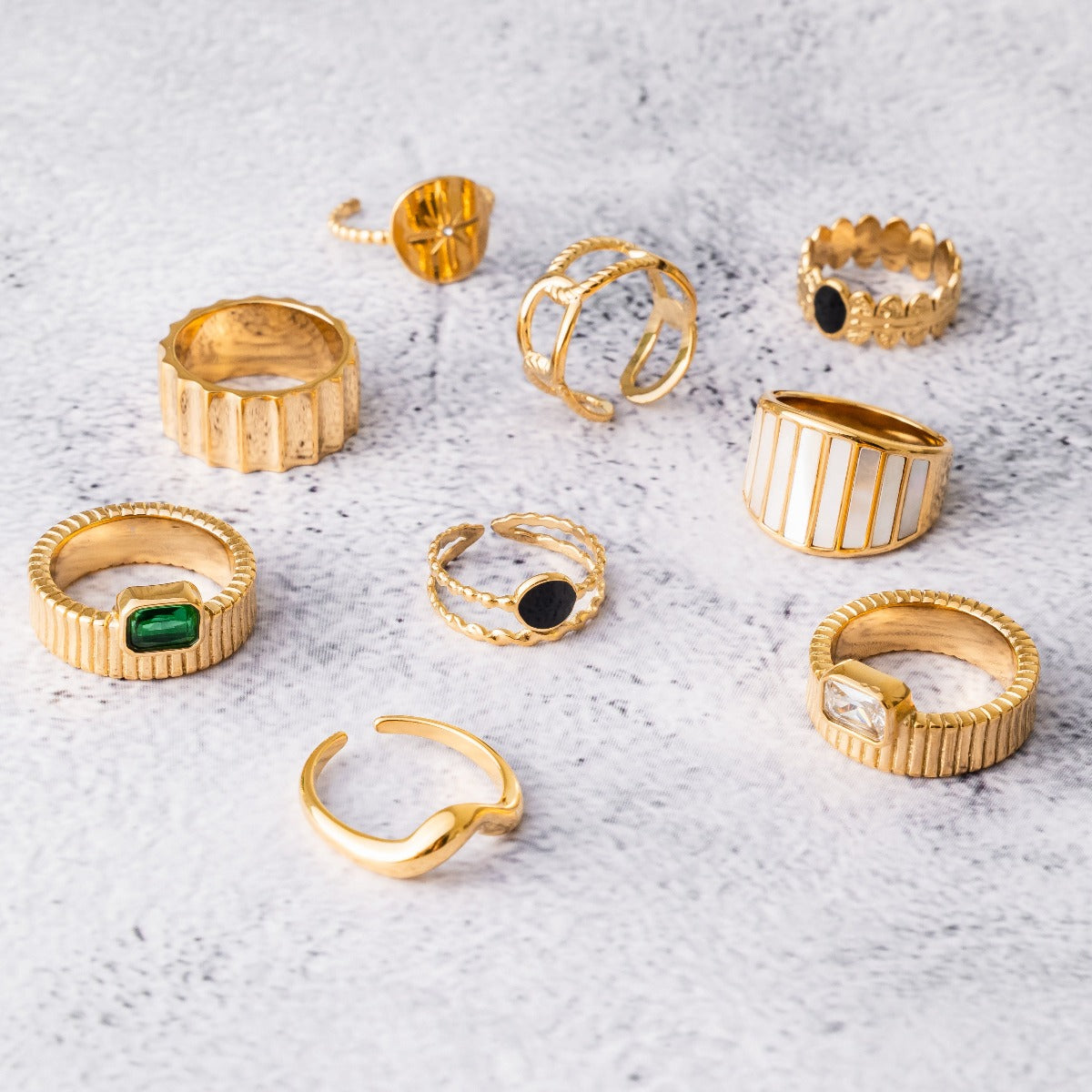 Anel Oslo Dupla com Pedra de Ónix