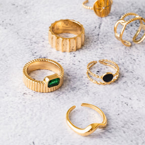 Anel Oslo Dupla com Pedra de Ónix