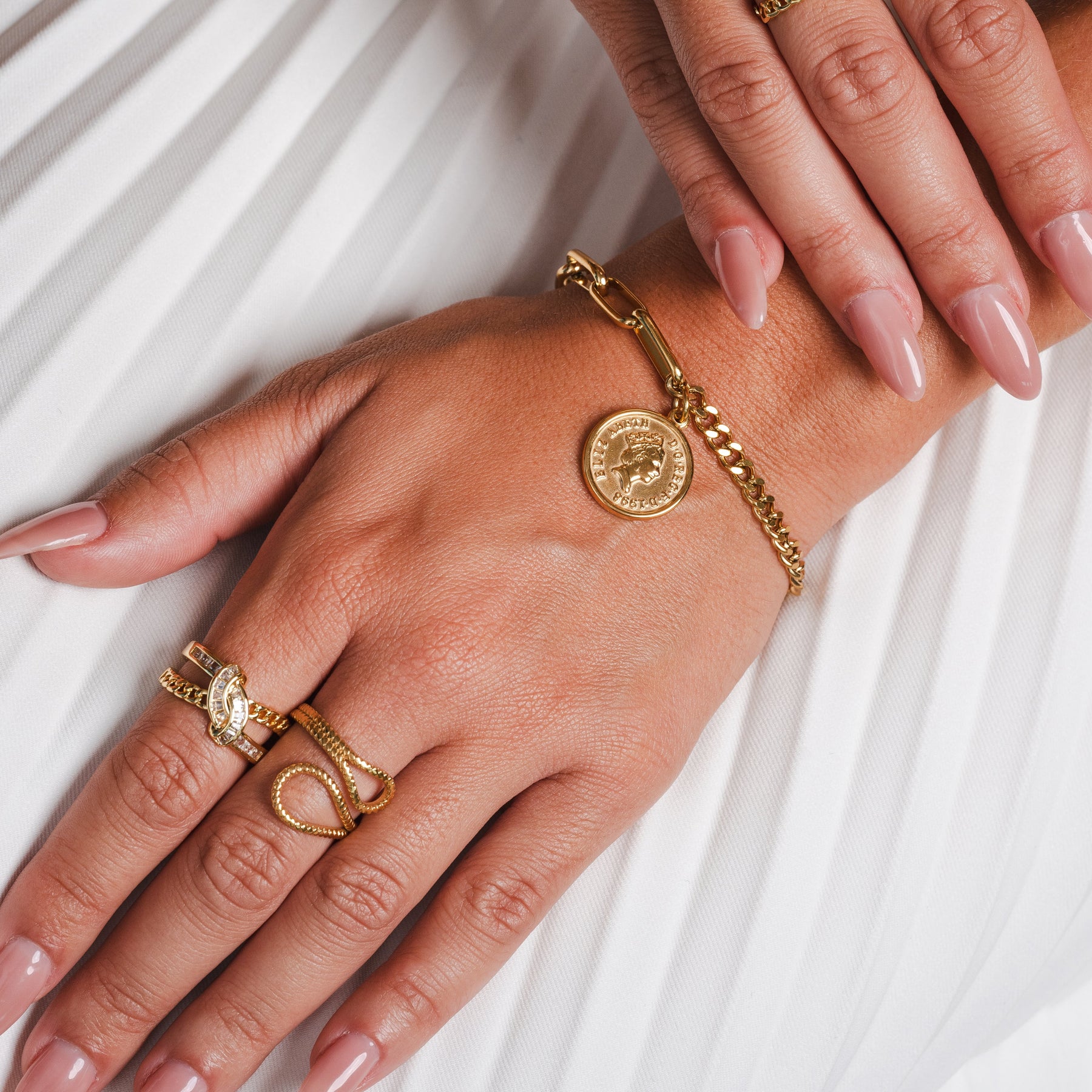 Pulseira Moeda Cent EUA Banhado a Ouro 18K