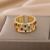 Anel Ajustável com Zircônia Coloridas