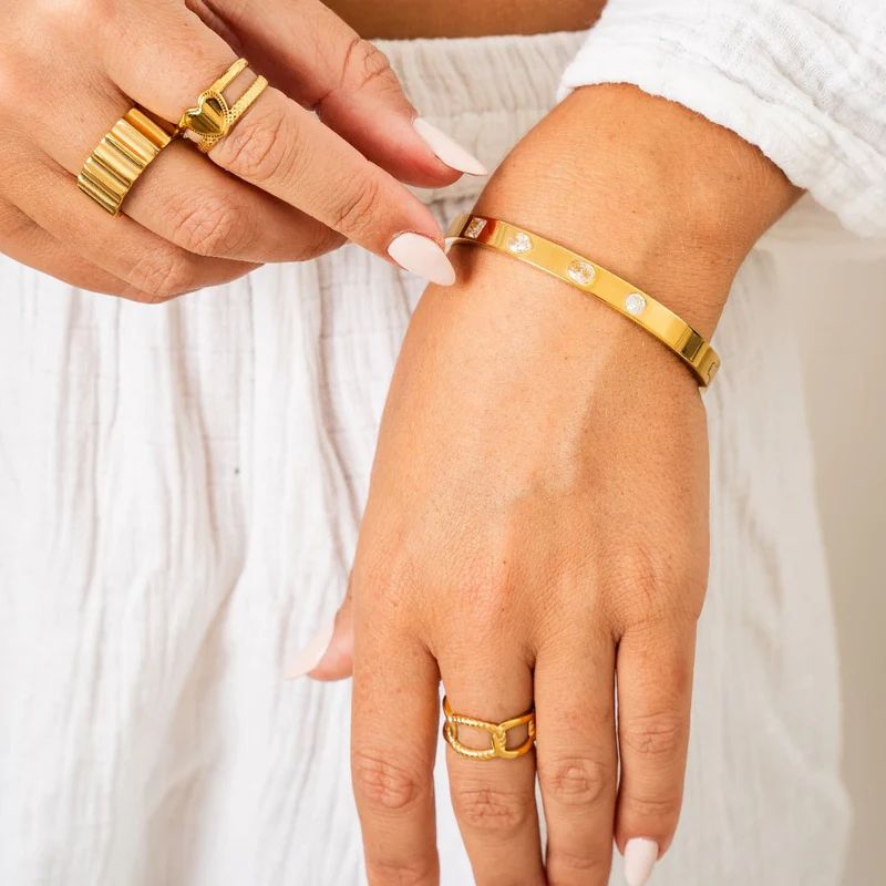 Anel Helena Ajustável Banhado em Ouro 18k