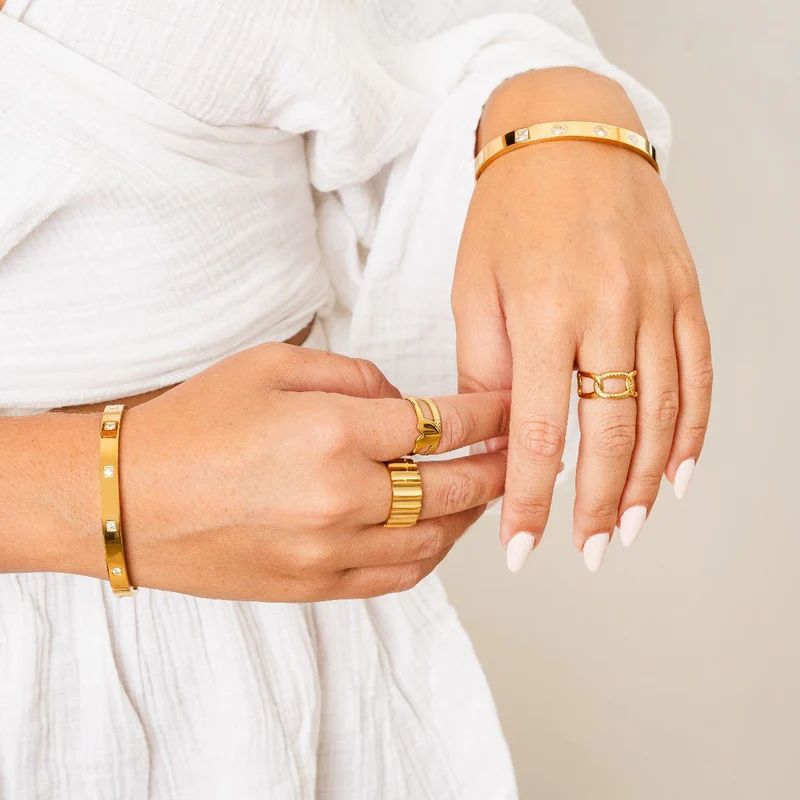 Anel Helena Ajustável Banhado em Ouro 18k