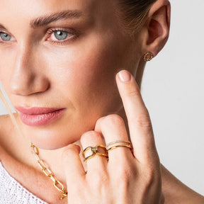 Anel Lunara com Zircônia Banhado a Ouro 18K