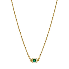 Colar Selene com Pedra de Esmeralda Banhado a Ouro 18k